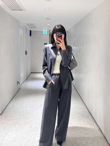  Quần dài len xám dây rút ( SET ) 