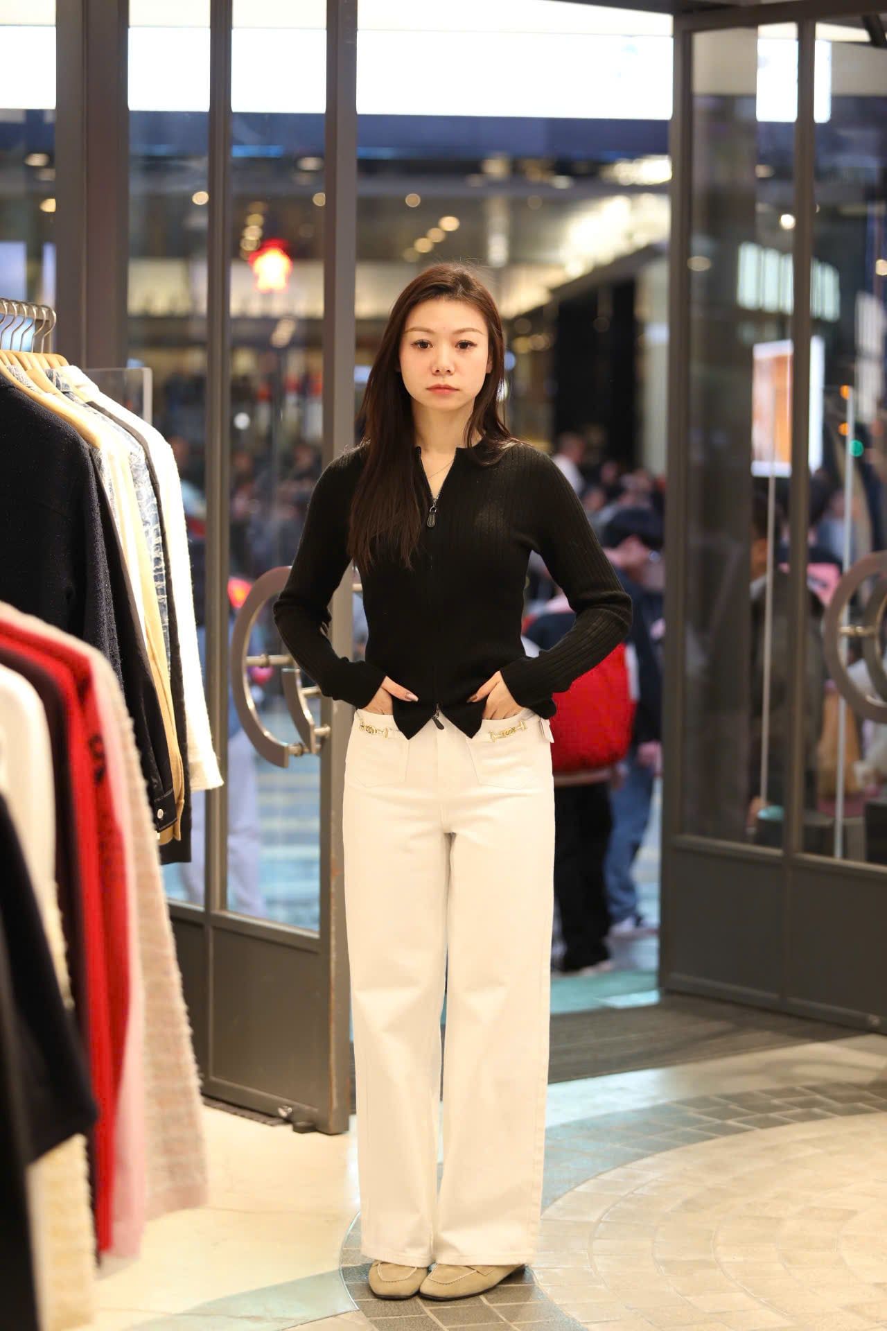  Áo khoác đen khóa Zip 2 chiều 