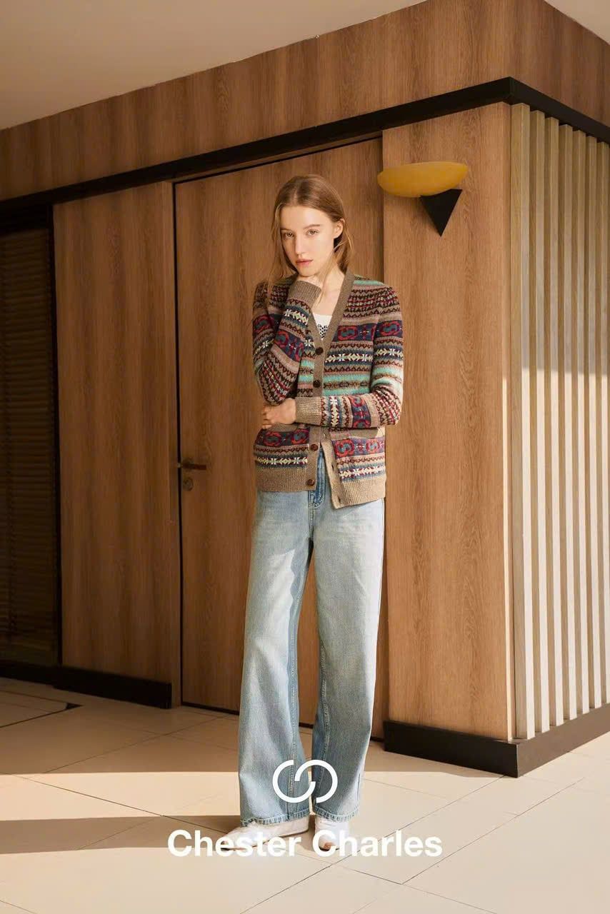  Áo CDG kẻ thổ cẩm , cổ V 