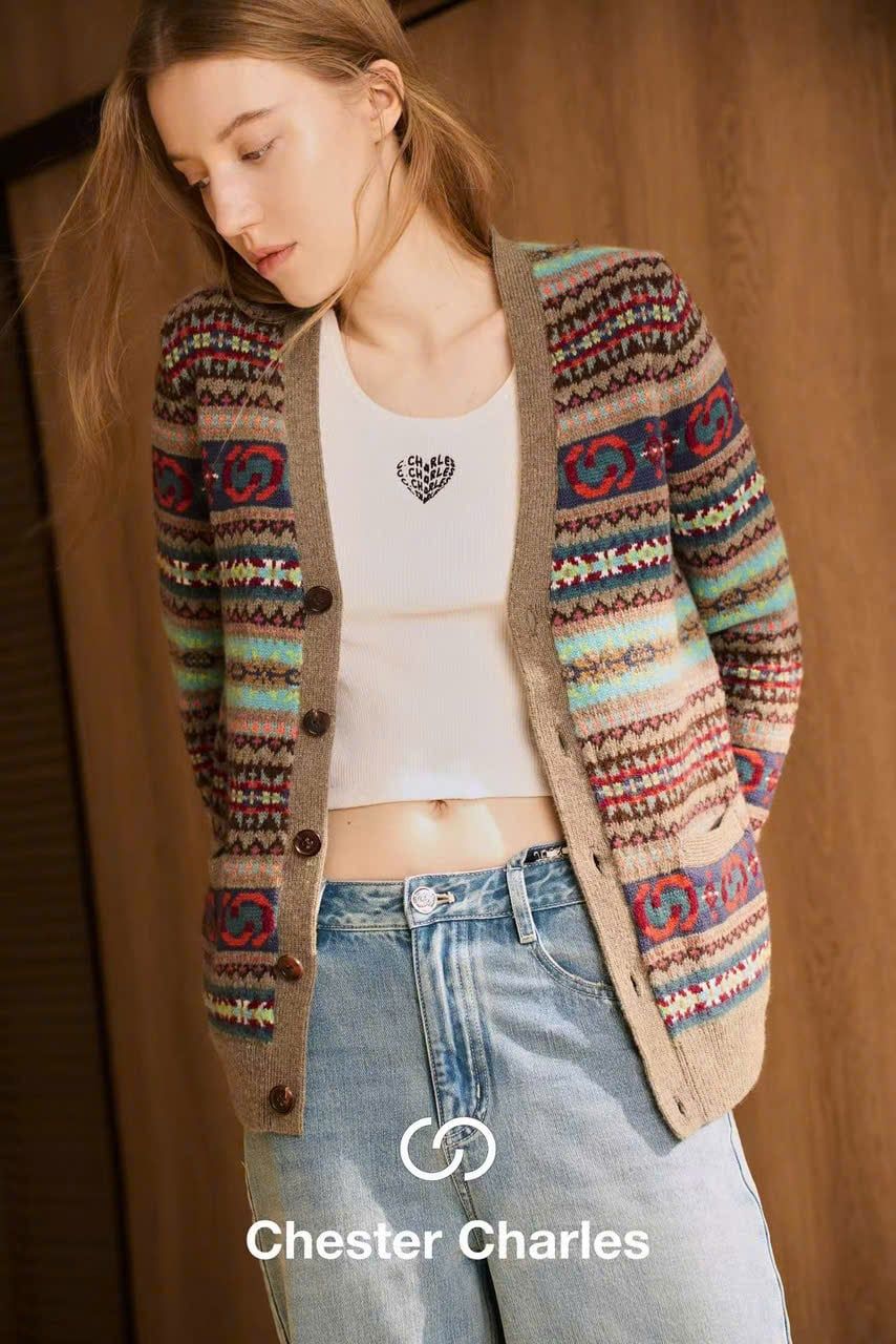  Áo CDG kẻ thổ cẩm , cổ V 