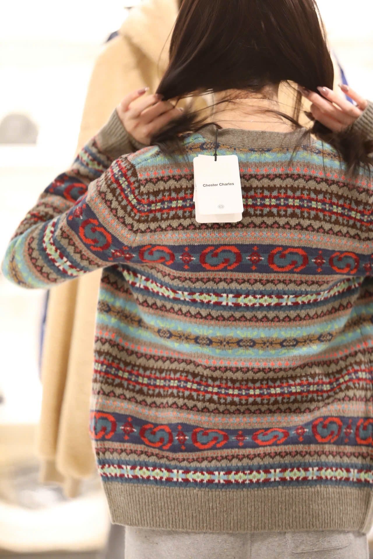  Áo CDG kẻ thổ cẩm , cổ V 