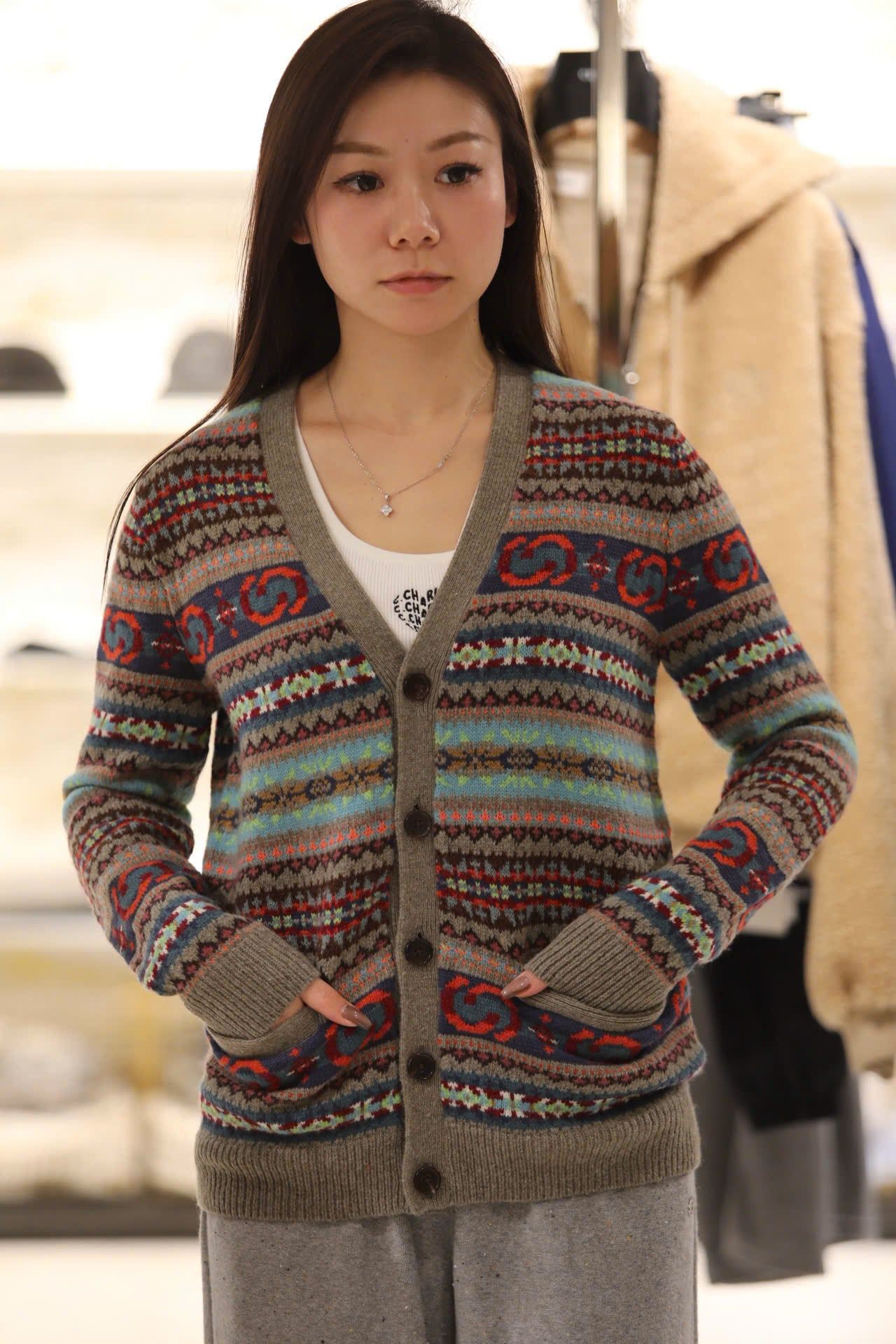  Áo CDG kẻ thổ cẩm , cổ V 