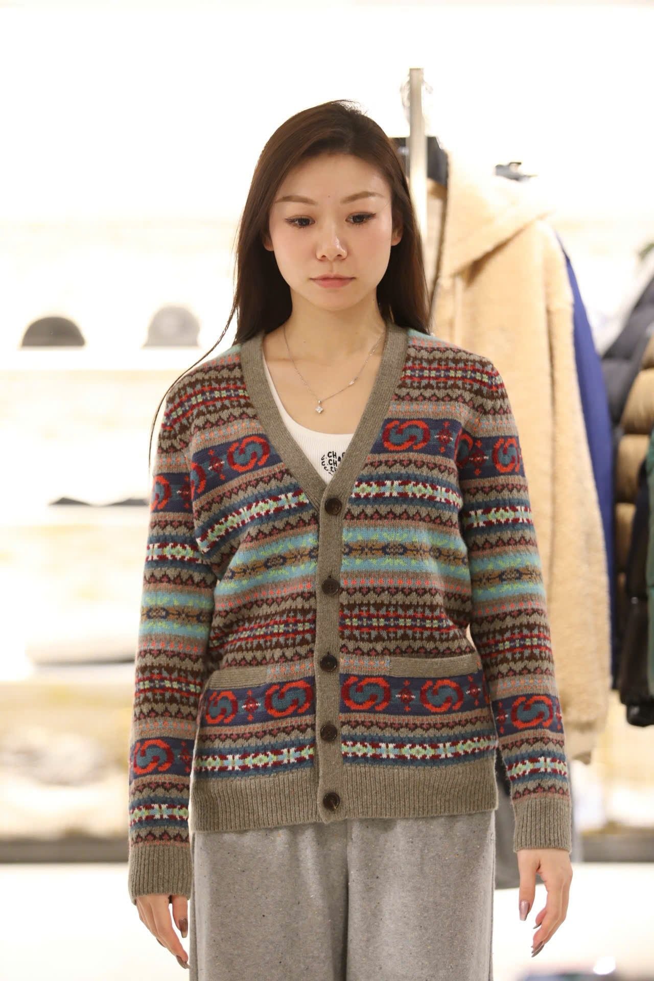  Áo CDG kẻ thổ cẩm , cổ V 