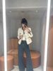  Áo dạ tweed trắng, viền đen 