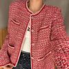  Áo tweed đỏ cam viền trắng 