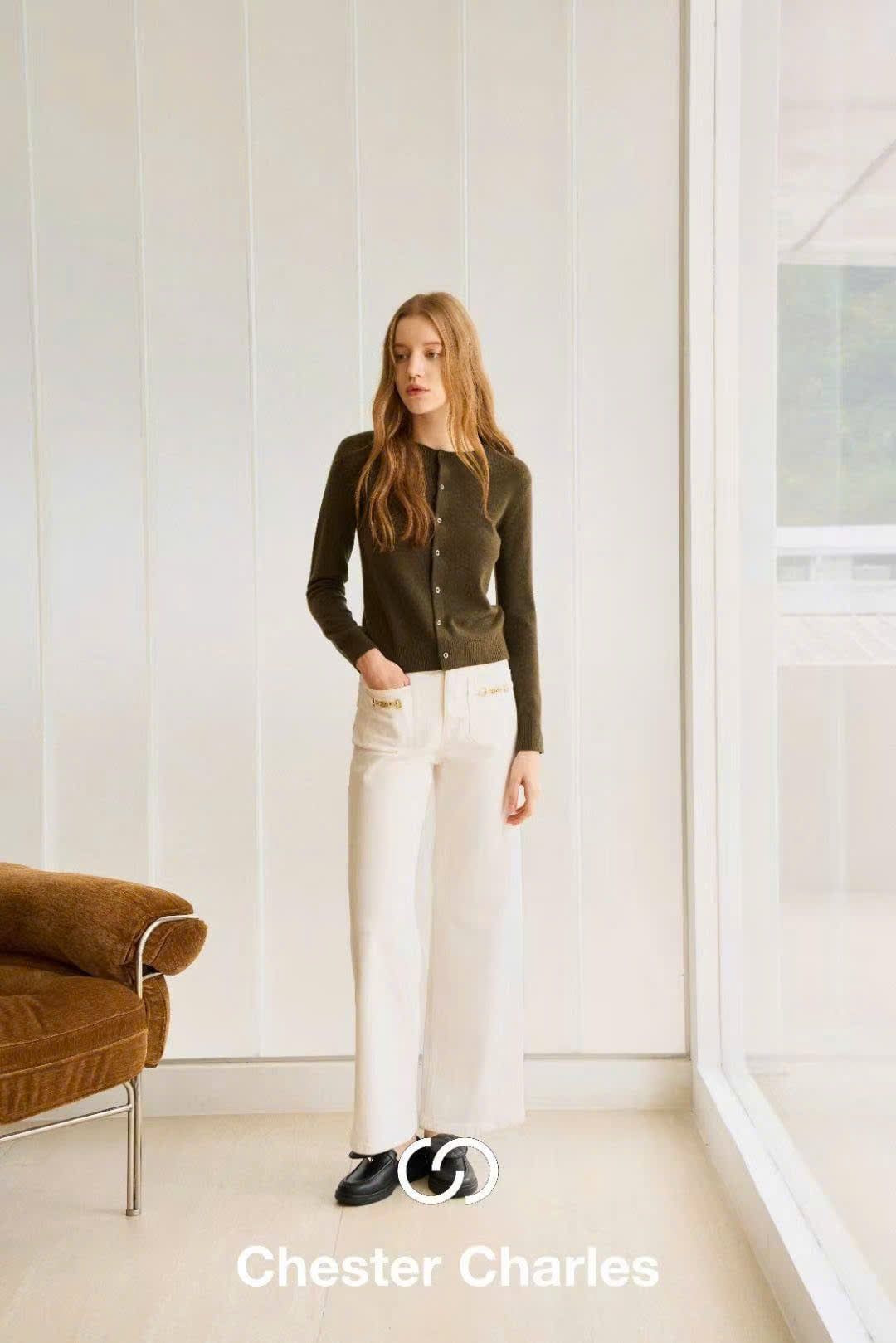  Áo CDG xanh ô liu -cashmere 