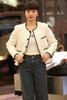 Áo dạ tweed trắng, viền đen 