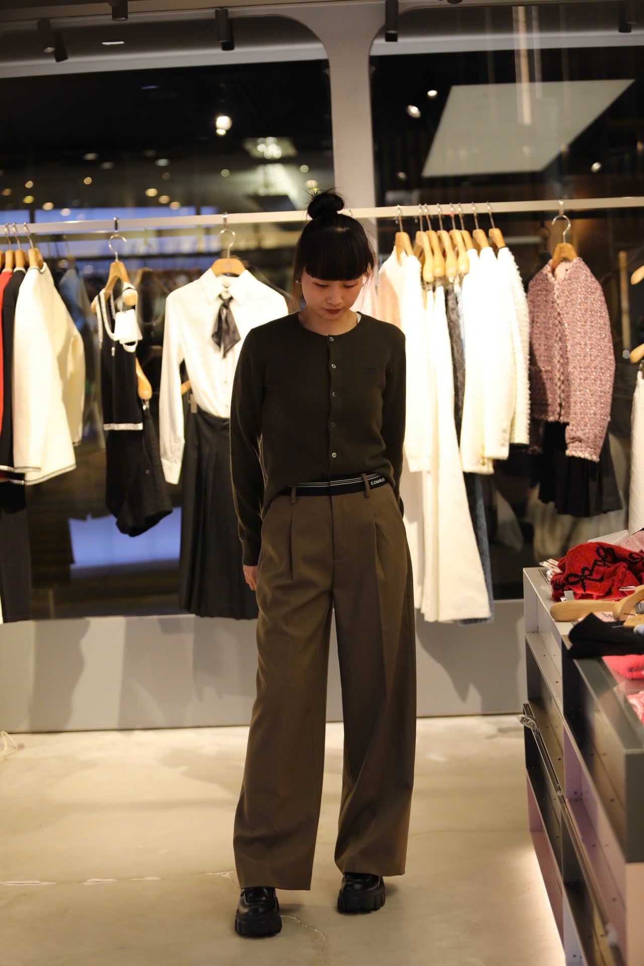  Áo CDG xanh ô liu -cashmere 