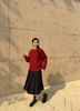  Áo Len đỏ dài tay dáng dài Cashmere logo ngực 