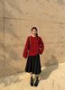  Áo Len đỏ dài tay dáng dài Cashmere logo ngực 