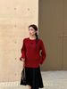  Áo Len đỏ dài tay dáng dài Cashmere logo ngực 