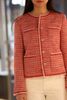  Áo tweed đỏ cam viền trắng 