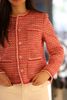  Áo tweed đỏ cam viền trắng 