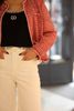  Áo tweed đỏ cam viền trắng 