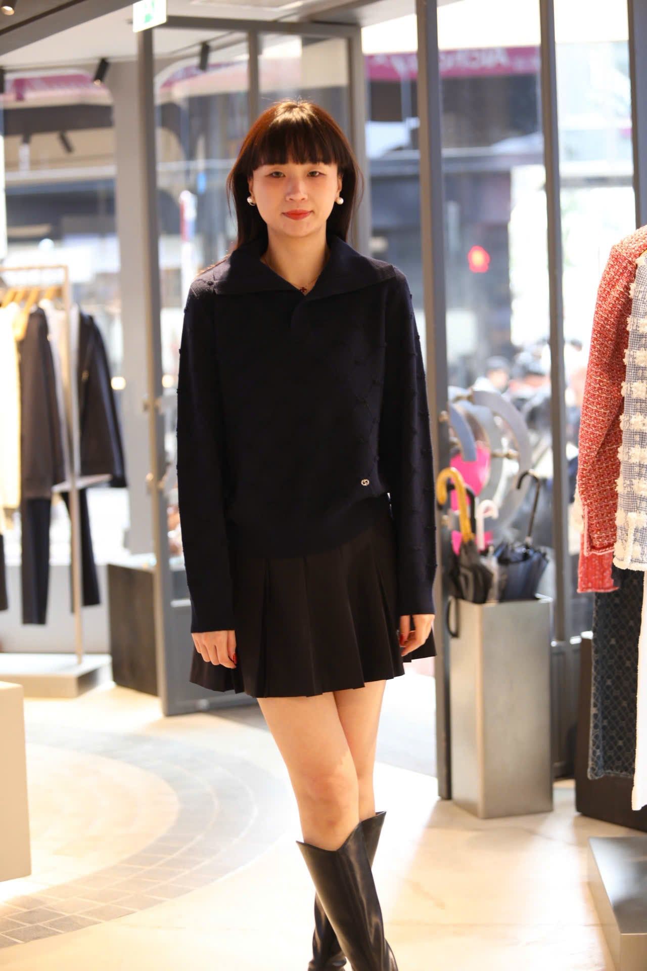  2.Áo len polo trám dài tay màu navy 