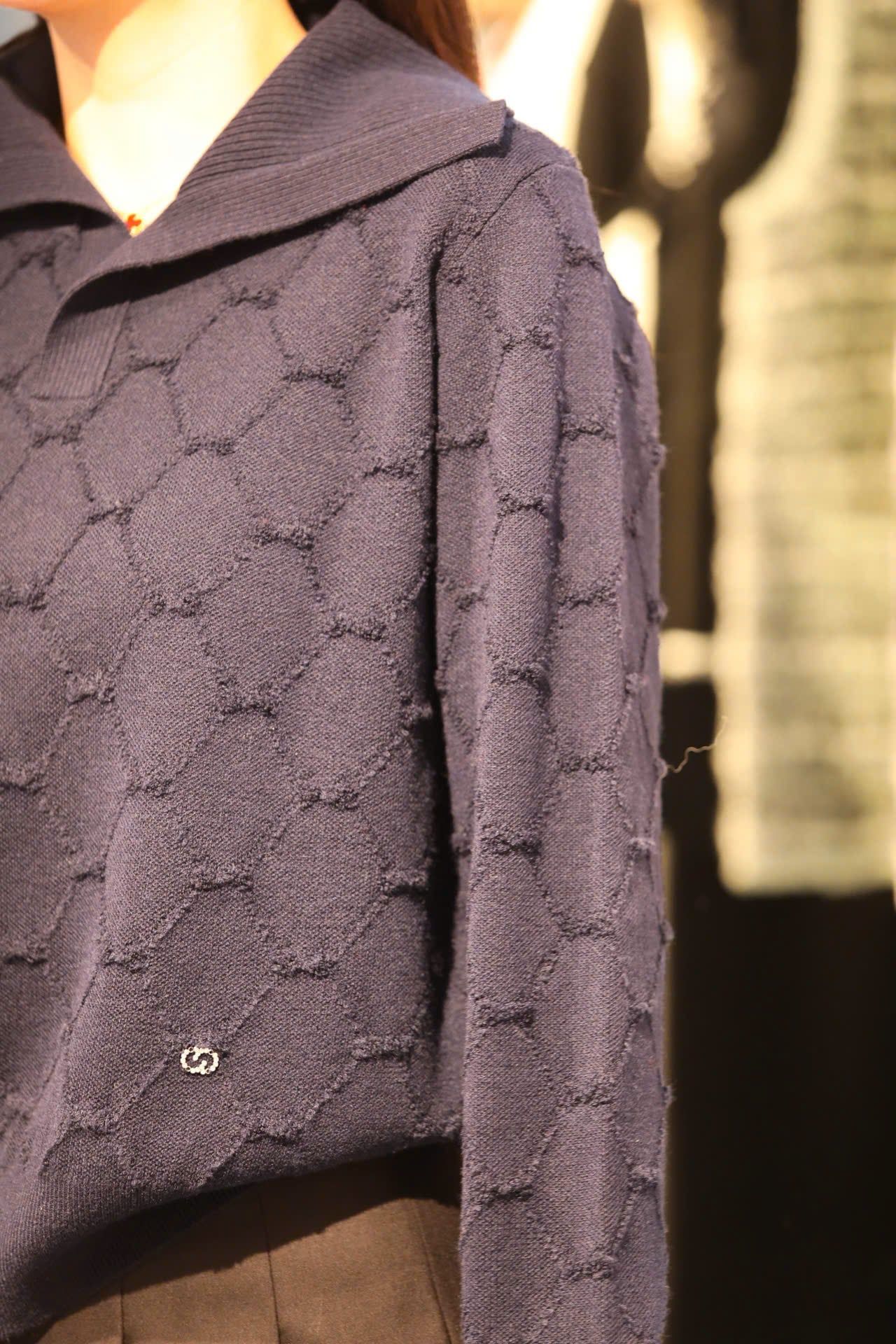  2.Áo len polo trám dài tay màu navy 