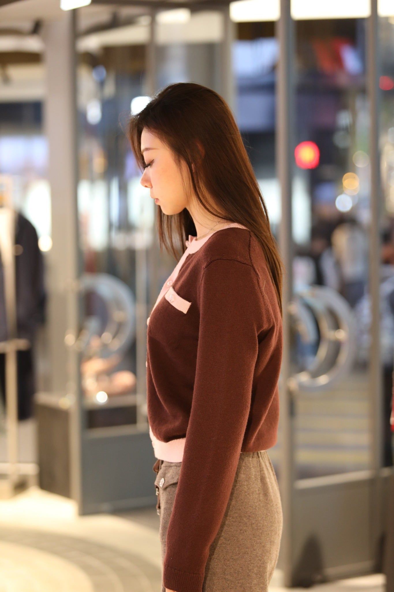  Áo CDG đỏ đô, viền hồng phấn 
