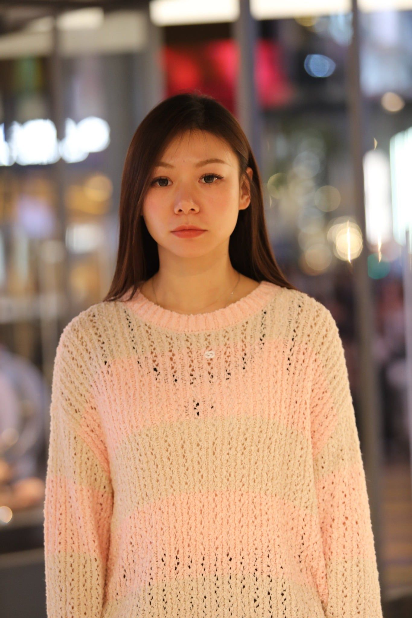  Áo len hồng kẻ ngang 