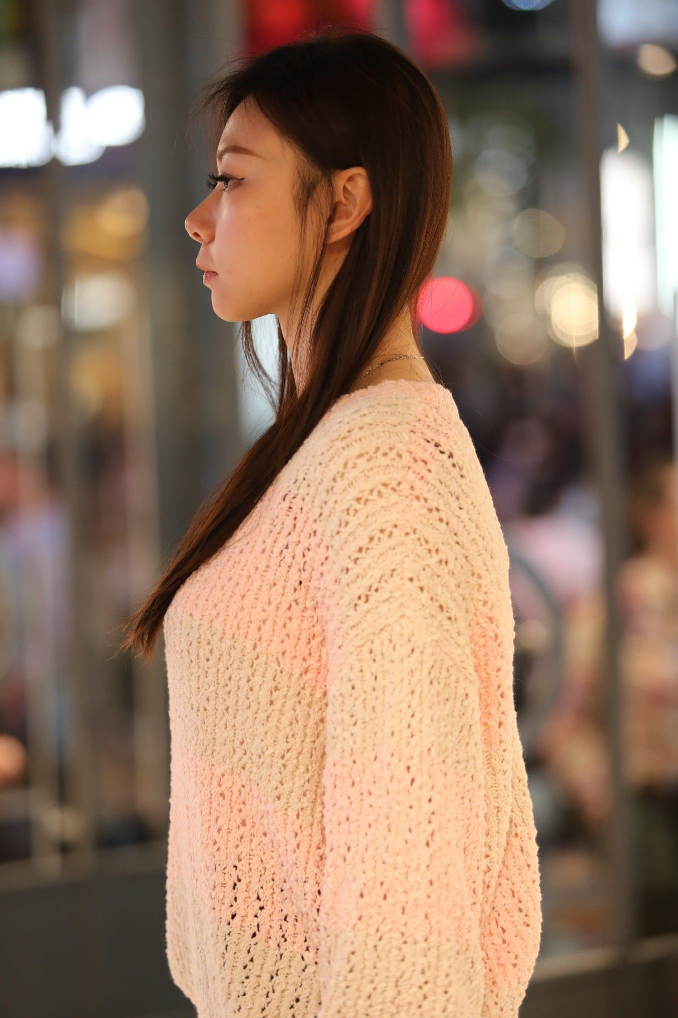  Áo len hồng kẻ ngang 