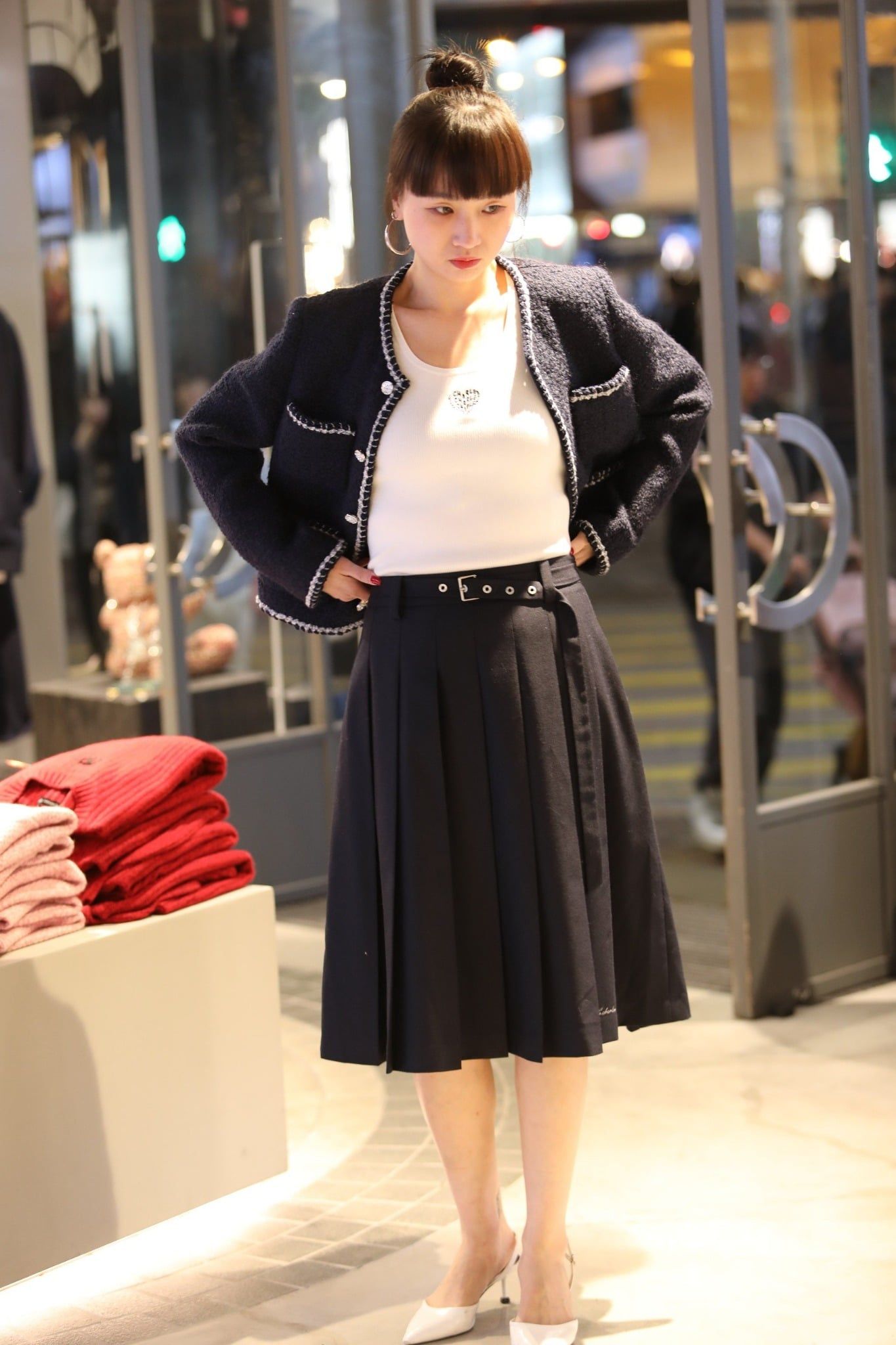  Chân váy xanh than dài đai new26 