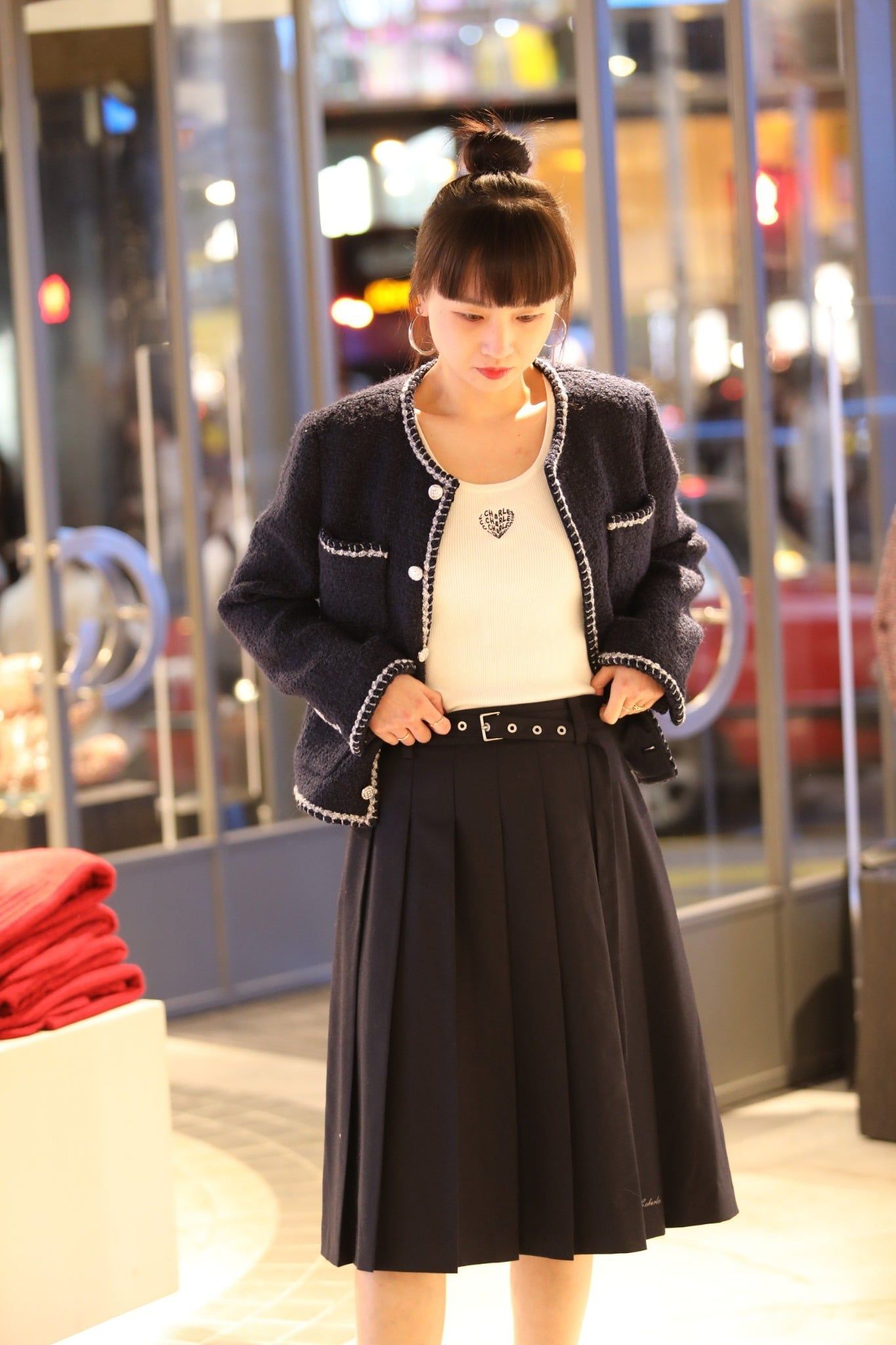  Chân váy xanh than dài đai new26 