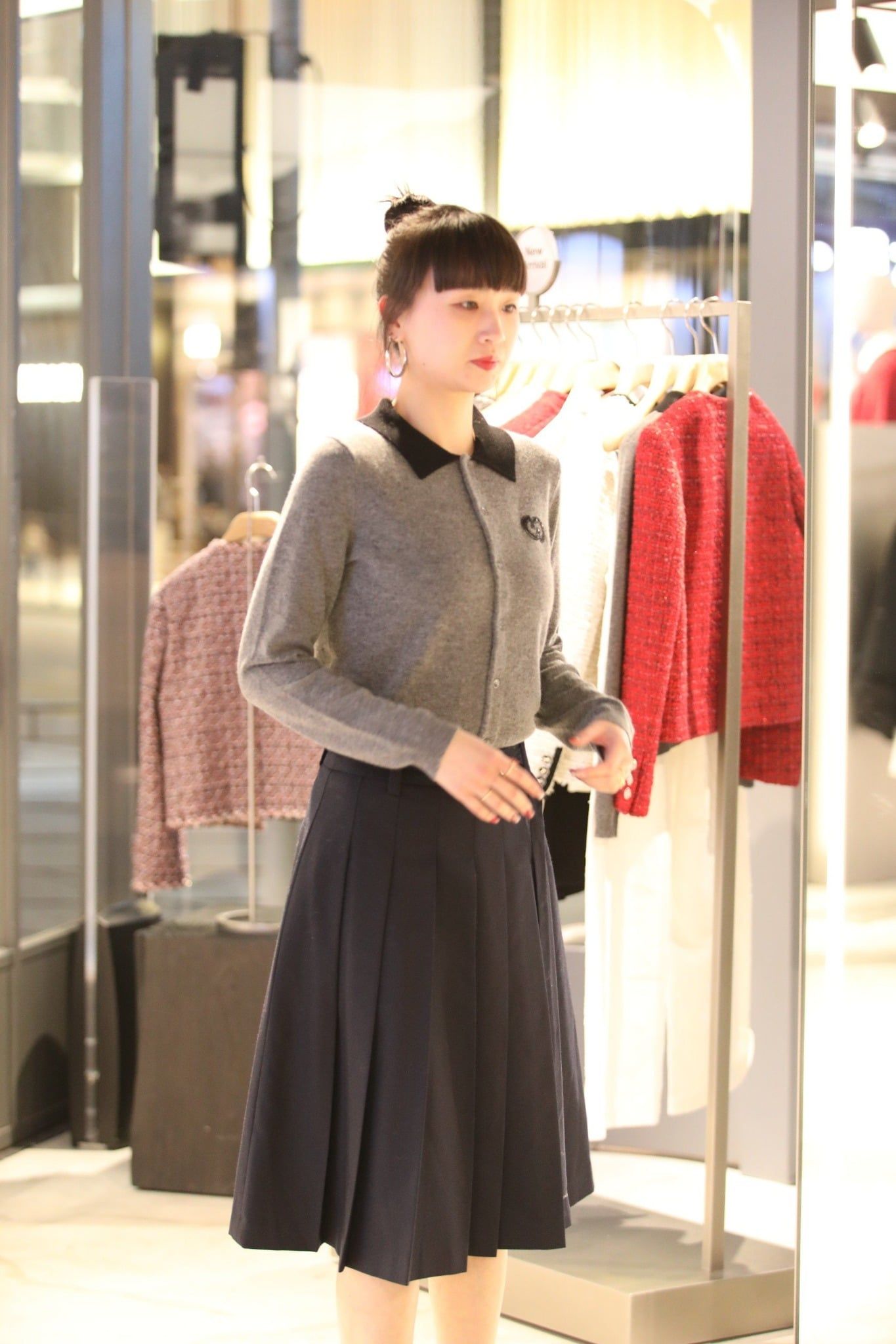  Chân váy xanh than dài đai new26 