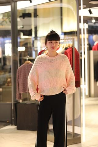  Áo len hồng kẻ ngang 