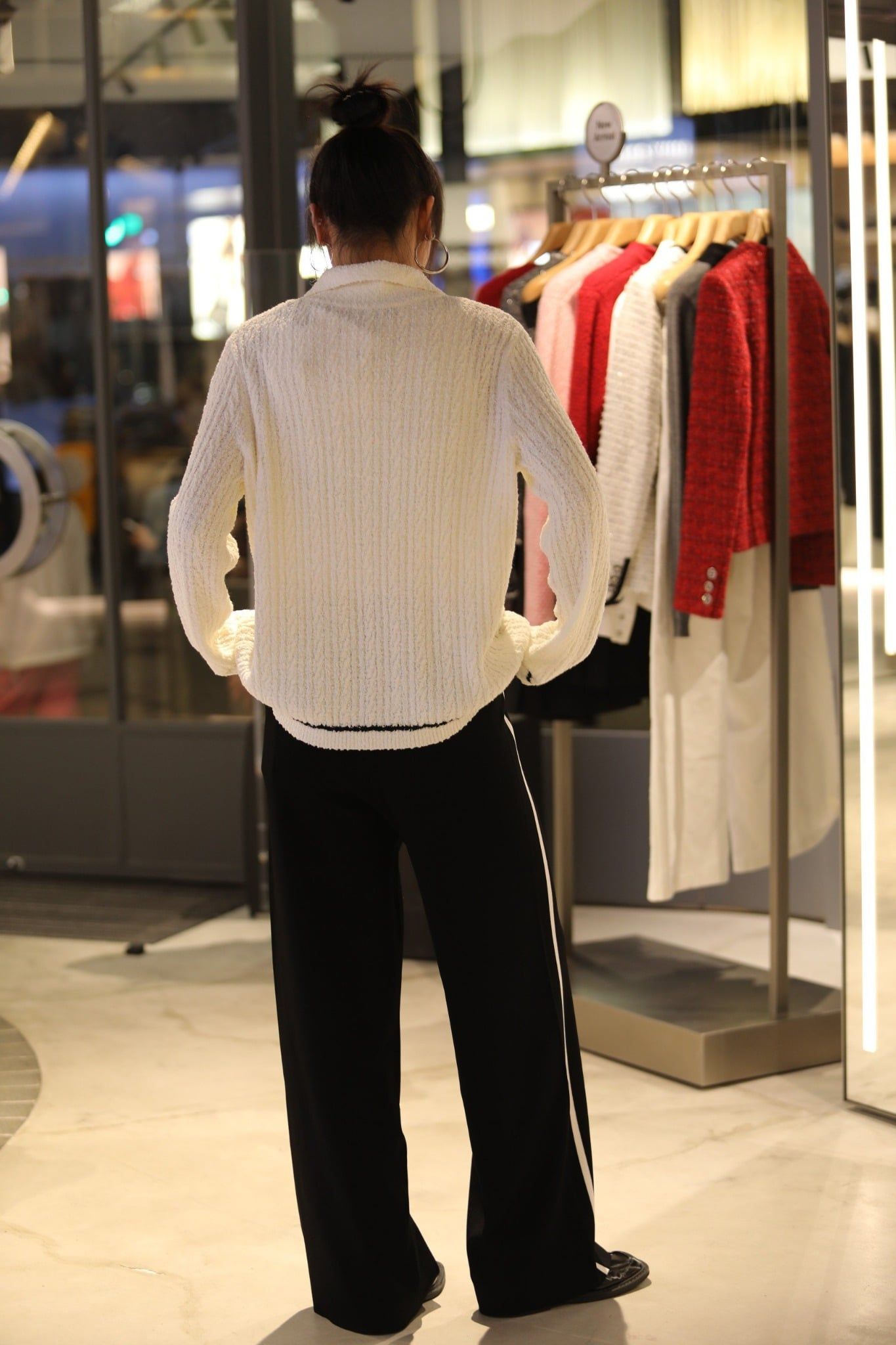  Áo CDG trắng dáng dài viền đen 