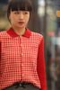  Áo CDG đỏ cổ polo. kẻ caro trắng 