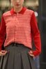  Áo CDG đỏ cổ polo. kẻ caro trắng 
