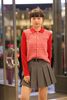 Áo CDG đỏ cổ polo. kẻ caro trắng 