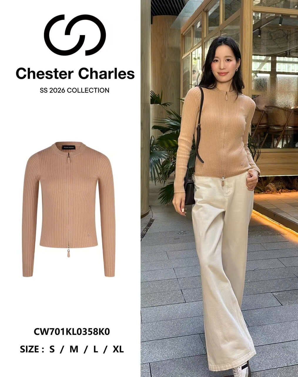  Áo khoác len nâu nhạt khóa Zip 2 chiều 