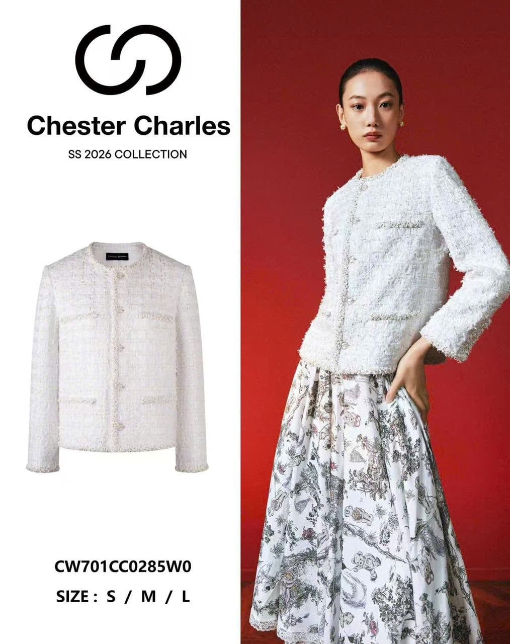  1.Áo tweed trắng viền đính ngọc 