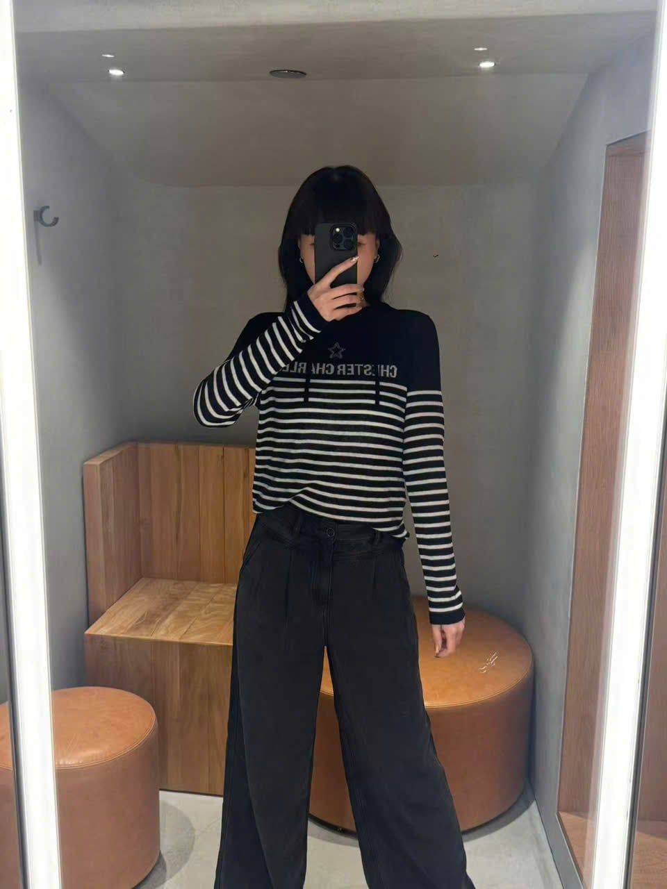  Áo dài tay có mũ, kẻ trắng- ngôi sao giữa 