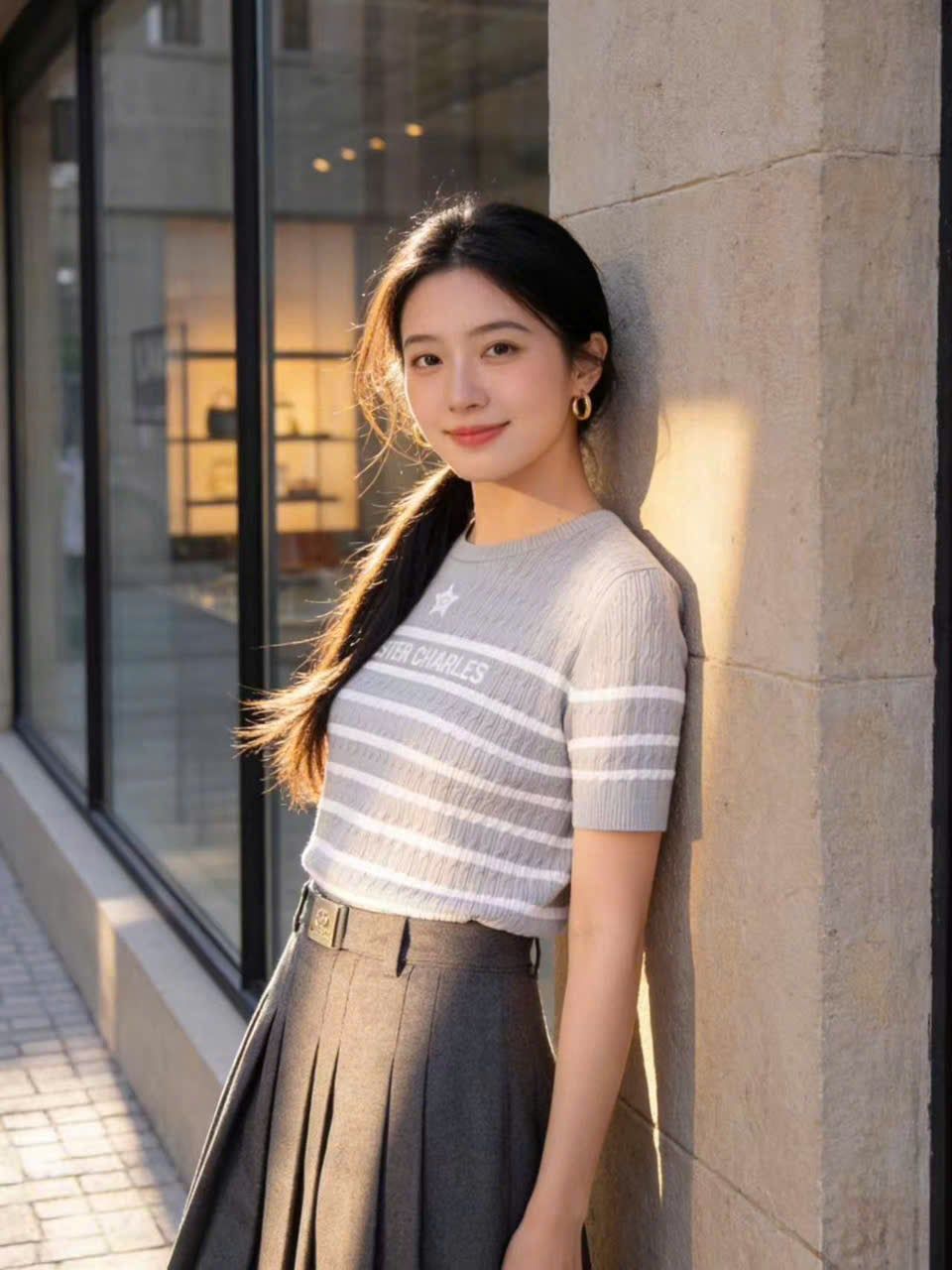  Áo xám kẻ ngang trắng - ngôi sao giữa 