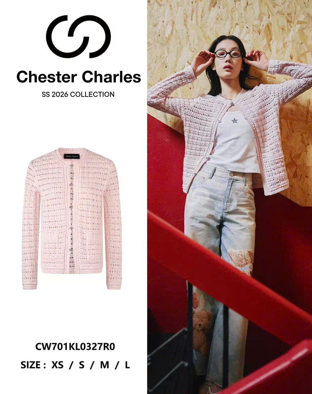  Áo CDG lưới hồng, cài khuya 