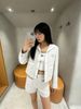  Bộ Áo CDG trắng 2 túi logo trước ngực và Quần short trắng set 
