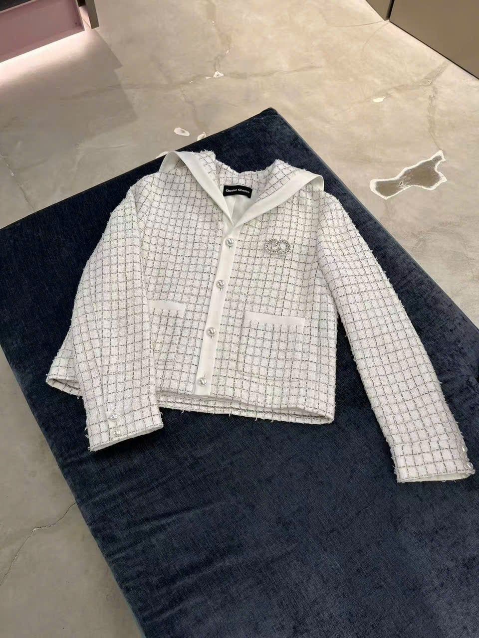  Bộ Áo CDG trắng 2 túi logo trước ngực và Quần short trắng set 