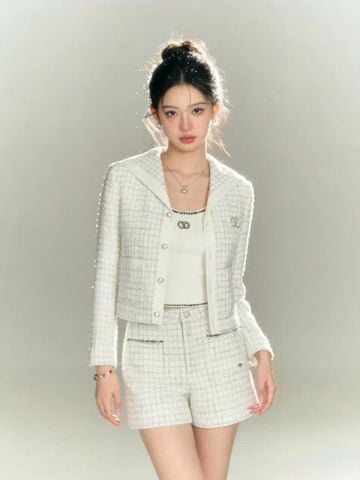  Áo CDG trắng 2 túi logo trước ngực ( Set) 