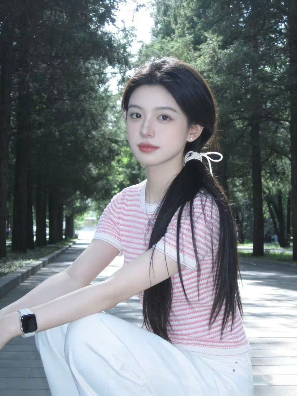  Áo kẻ Zích Zắc trắng hồng 