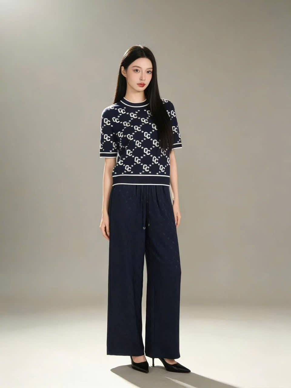  Áo Navy Full Logo ngắn tay 