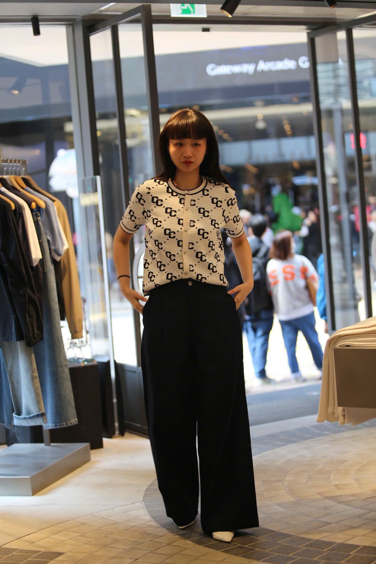  Áo CDG trắng ngắn tay full logo CC 