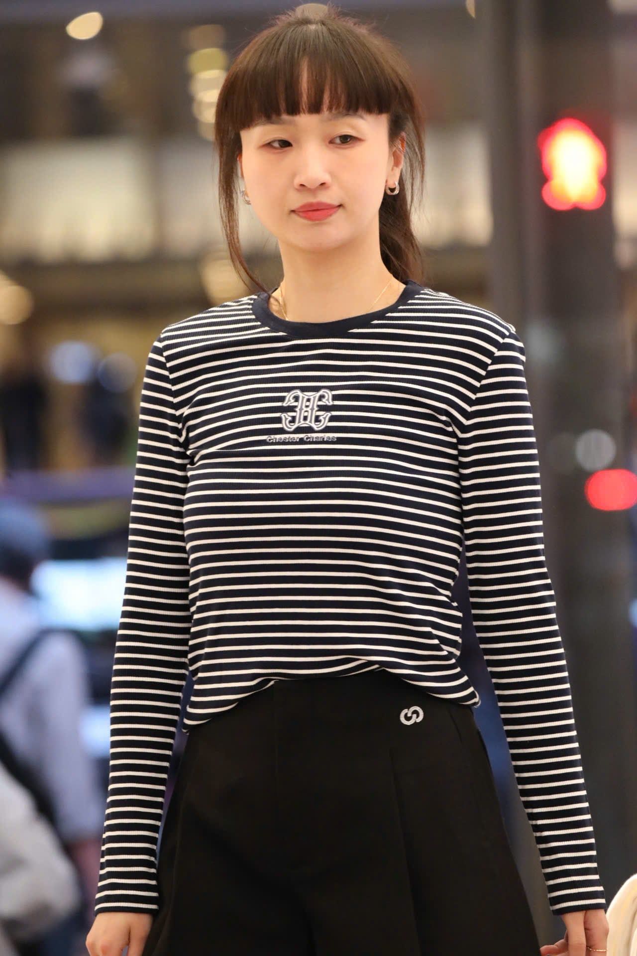  Áo dài tay kẻ đen trắng SS26 
