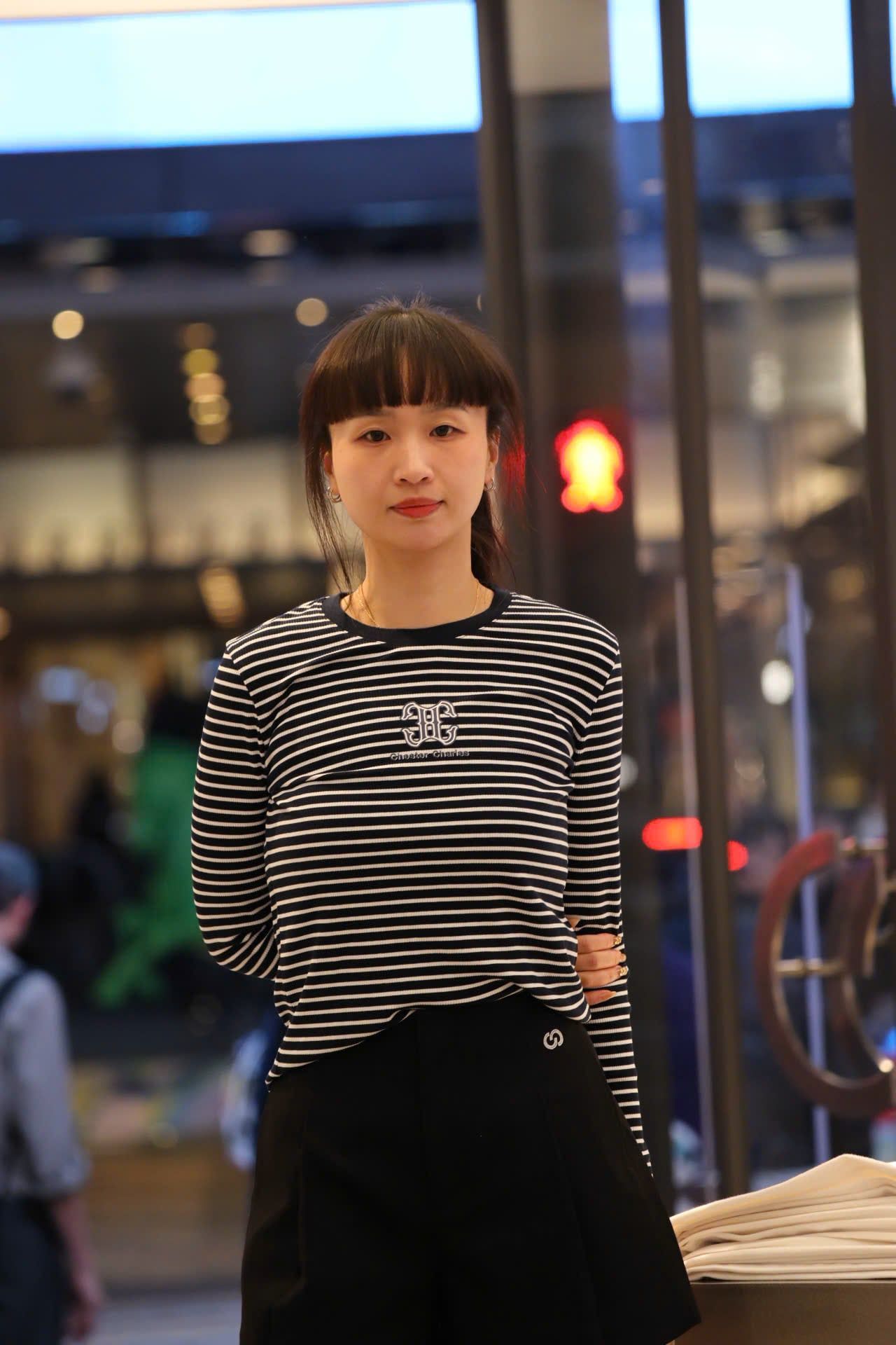  Áo dài tay kẻ đen trắng SS26 