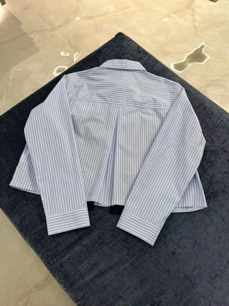  Áo sơ mi kẻ xanh kèm caravat 