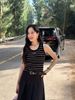 Áo tanktop kẻ đen trắng 