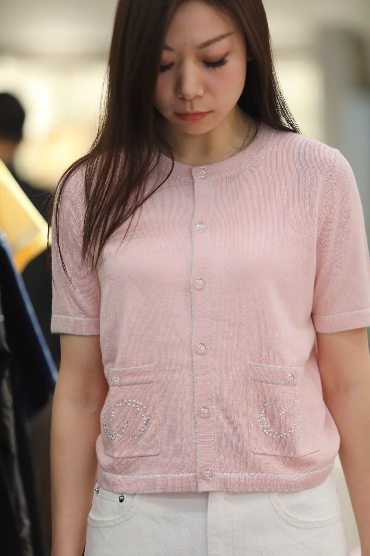  áo CDG hồng ngắn tay full logo 