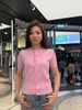  Áo CDG hồng ngắn tay gấu bo logo 