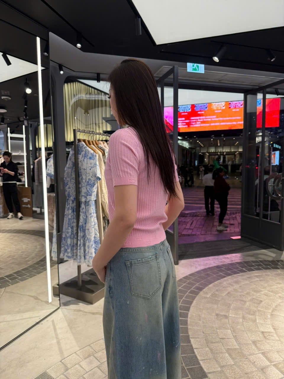  Áo CDG hồng ngắn tay gấu bo logo 