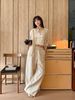  Quần vải lank dài màu be dây rút (SET) 